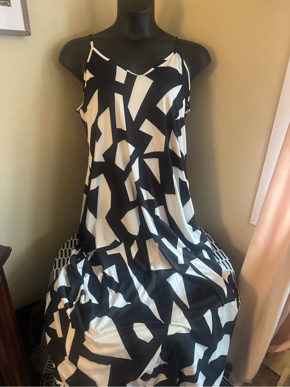 Black & White Geometric Slip Dress
